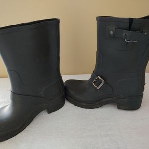 Hunter Original Black Matte Women's Biker Boots Size 8